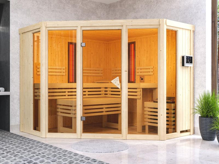 Karibu Multifunktions-Sauna Asta mit 9 kW Ofen und Infrarotstrahler