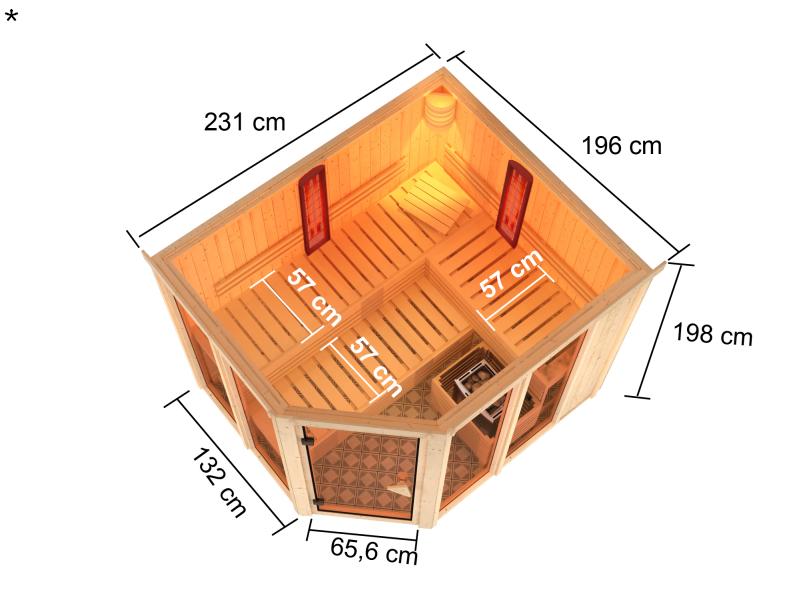 Karibu Multifunktions-Sauna Ava mit 9 kW Ofen und Infrarotstrahler