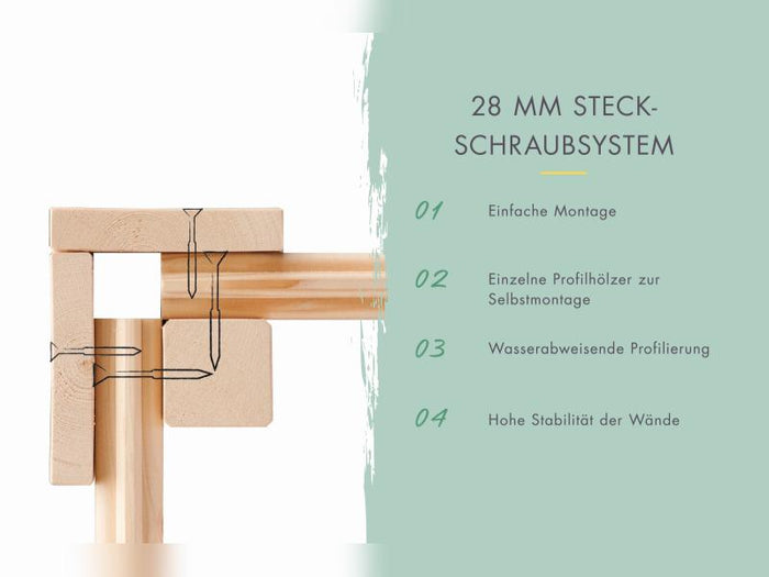 Karibu Multifunktionshaus Pultdach mit Schrank und Anbaudach 28 mm, terragrau
