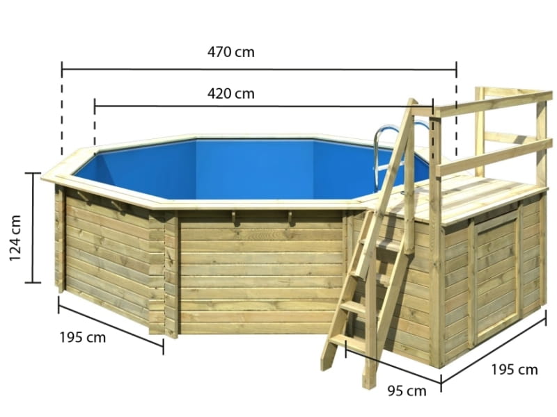 Karibu Pool Modell 2 Variante B, mit Terrasse inkl. Filterpaket und Skimmer