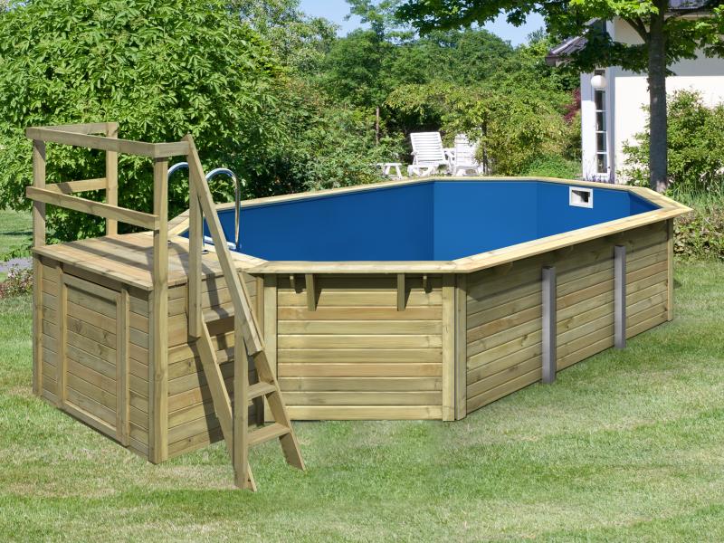 Karibu Pool Modell 4 X im Set mit Terrase kdi - Folie Blau