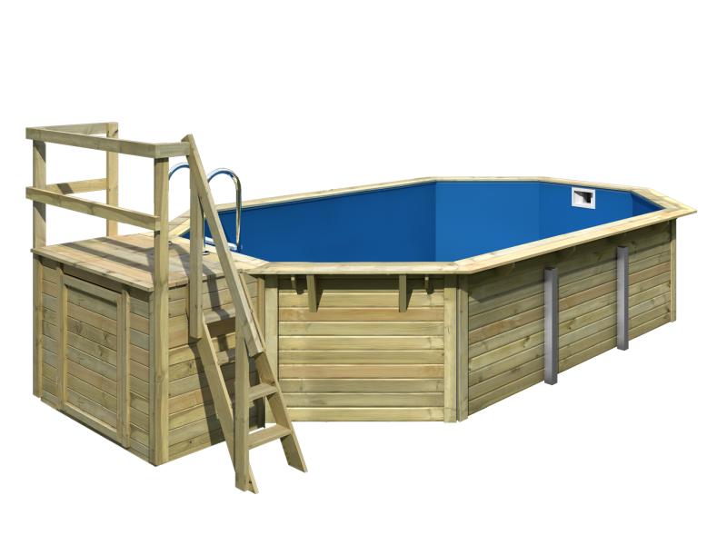 Karibu Pool Modell 4 X im Set mit Terrase kdi - Folie Blau