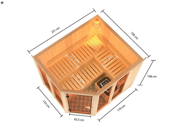 Karibu Sauna Ainur ohne Ofen 68 mm