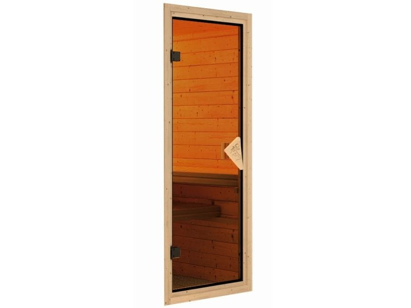 Karibu Sauna Alcinda mit 9 kW Bioofen Ext. Strg 68 mm