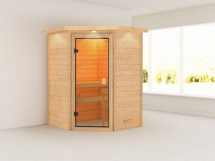 Karibu Sauna Antonia mit Dachkranz 38 mm