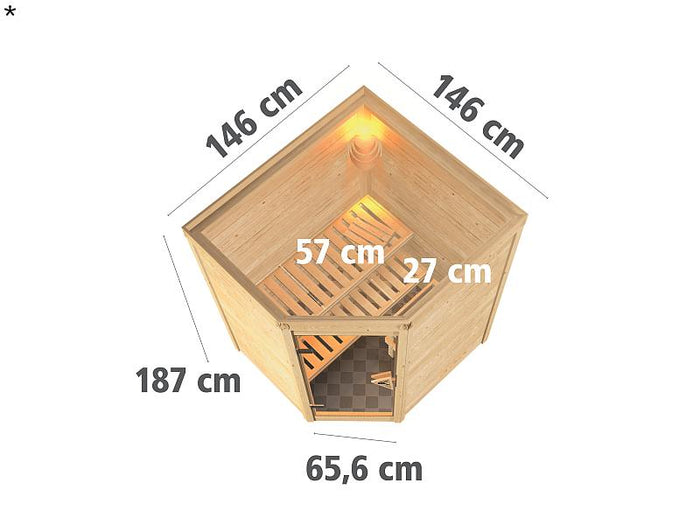 Karibu Sauna Antonia ohne Dachkranz 38 mm