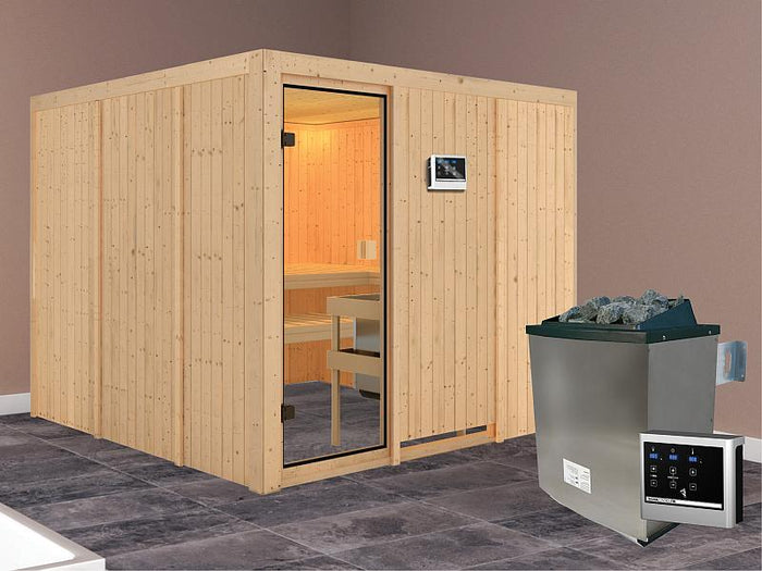 Karibu Sauna Arvika 68 mm inkl. 9 kW Ofen ext. Strg