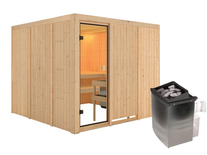 Karibu Sauna Arvika 68 mm inkl. 9 kW Ofen integr. Strg
