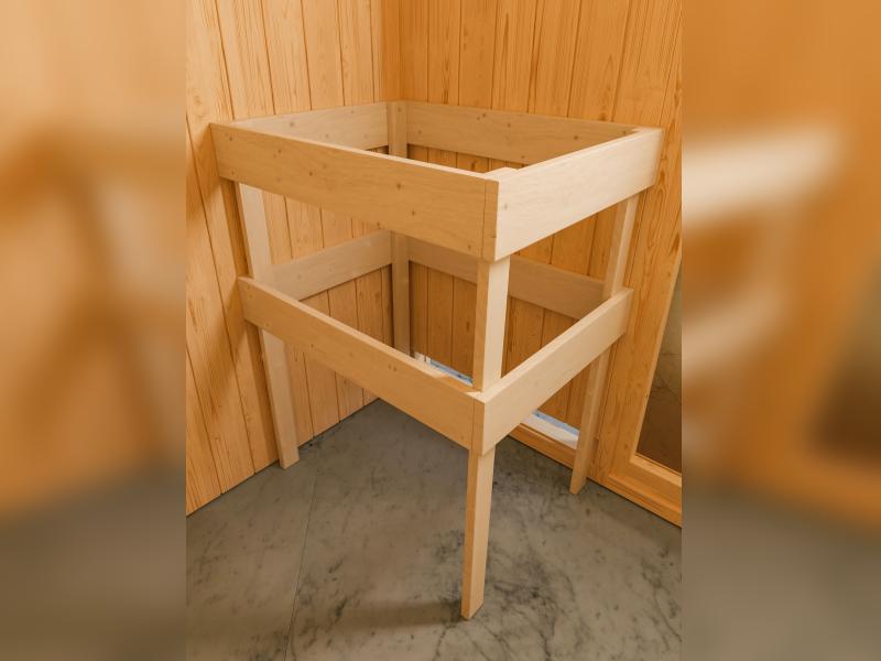 Karibu Sauna Bodin inkl. 9 kW Ofen integr. Steuerung, mit energiesparender Saunatür -mit Dachkranz-