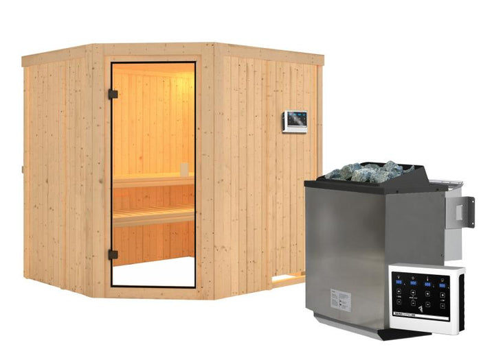 Karibu Sauna Bodo 68 mm inkl. 9 kW Bioofen ext. Steuerung