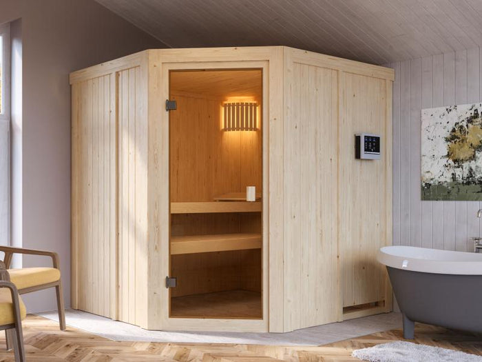 Karibu Sauna Bodo 68 mm inkl. 9 kW Ofen ext. Steuerung