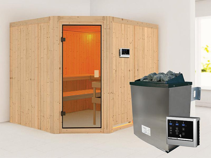 Karibu Sauna Horna 68 mm inkl. 9 kW Ofen ext. Strg
