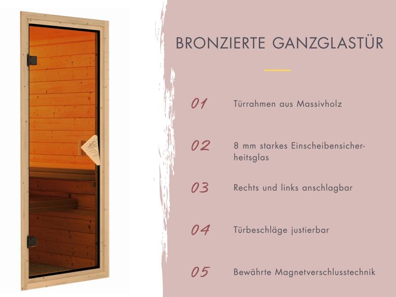 Karibu Sauna Irava 1 - inkl. 3,6 kW Ofen integr. Steuerung