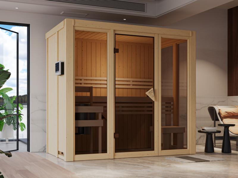 Karibu Sauna Irava 2 inkl. 3,6 kW Bioofen ext. Steuerung