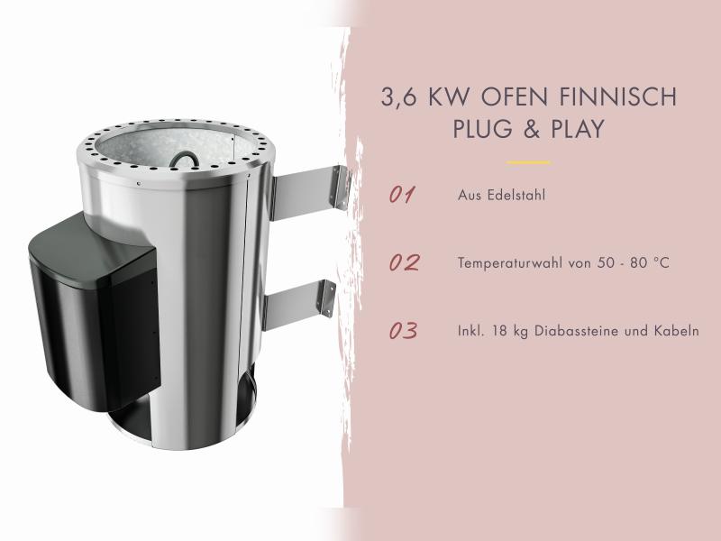Karibu Sauna Irava 2 inkl. 3,6 kW Ofen ext. Steuerung