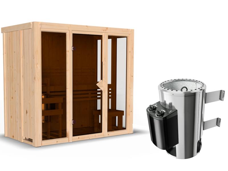 Karibu Sauna Irava 2 inkl. 3,6 kW Ofen integr. Steuerung