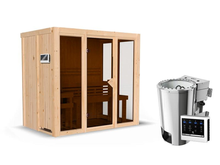 Karibu Sauna Irava 3 inkl. 3,6 kW Bioofen ext. Steuerung