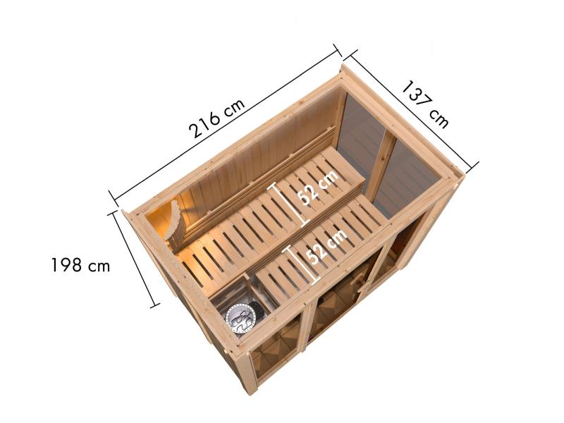 Karibu Sauna Irava 3 inkl. 3,6 kW Ofen ext. Steuerung