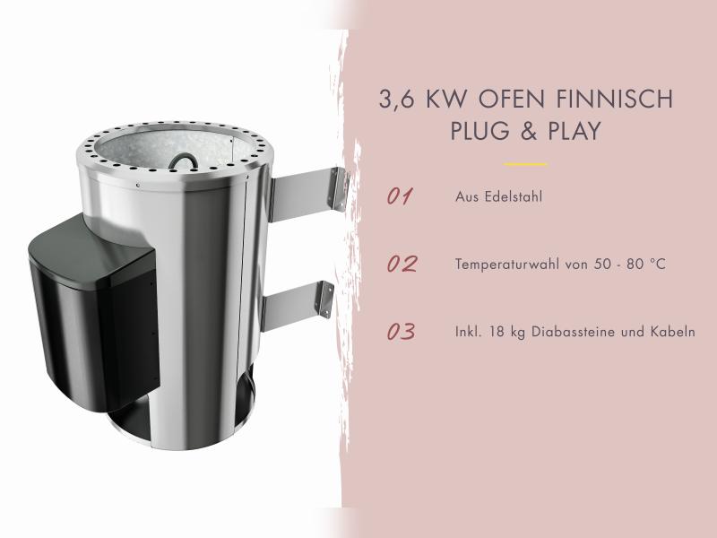 Karibu Sauna Irava 3 inkl. 3,6 kW Ofen ext. Steuerung