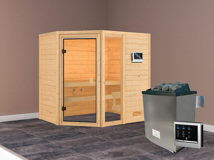 Karibu Sauna Jada mit 9 kW Ofen ext. Strg 38 mm
