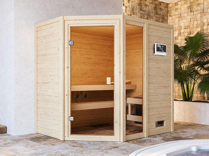 Karibu Sauna Jada mit 9 kW Ofen ext. Strg 38 mm
