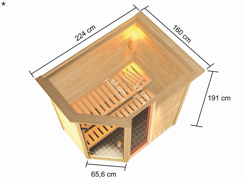 Karibu Sauna Jada mit Dachkranz 38 mm