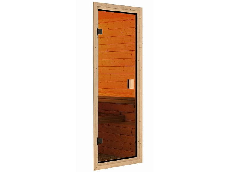 Karibu Sauna Jutta mit 9 kW Ofen ext. Strg und Dachkranz 38 mm