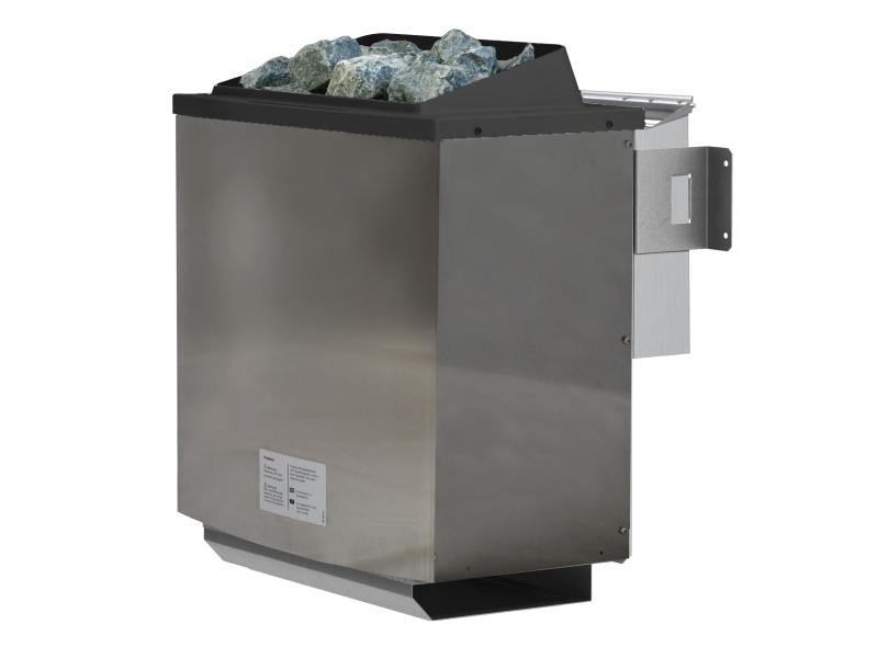 Karibu Sauna Larin inkl. 9 kW Bioofen externe Steuerung, mit moderner Saunatür - ohne Dachkranz -