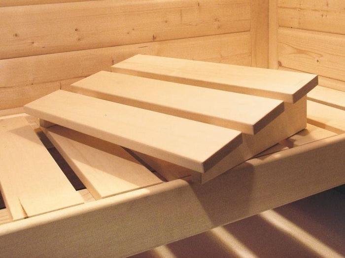 Karibu Sauna Larin inkl. 9 kW Bioofen externe Steuerung, mit moderner Saunatür - mit Dachkranz -