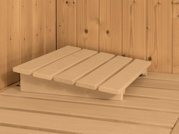 Karibu Sauna Larin inkl. 9 kW Ofen mit interner Steuerung, mit Dachkranz, mit energiesparender Sauna