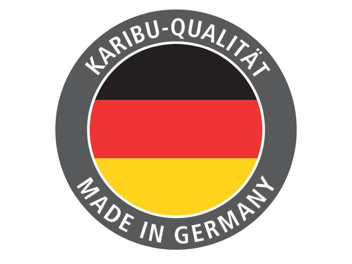 Karibu Sauna Mia inkl. 9 kW Bioofen ext. Steuerung, mit energiesparender Saunatür -mit Dachkranz-