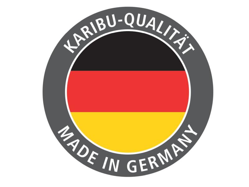 Karibu Sauna Mia inkl. 9 kW Ofen integr. Steuerung, mit Klarglassaunatür -mit Dachkranz-