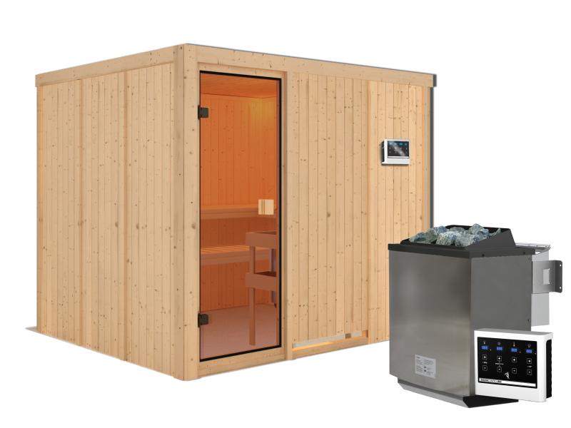 Karibu Sauna Nybro 68 mm inkl. 9 kW Bioofen ext. Strg