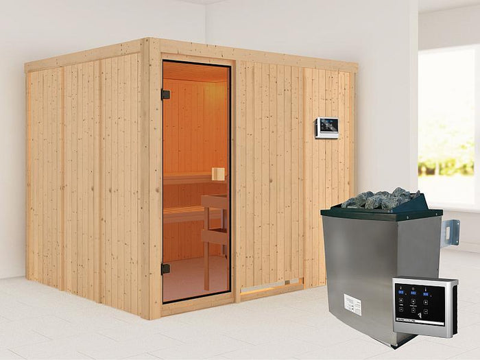 Karibu Sauna Nybro 68 mm inkl. 9 kW Ofen ext. Strg
