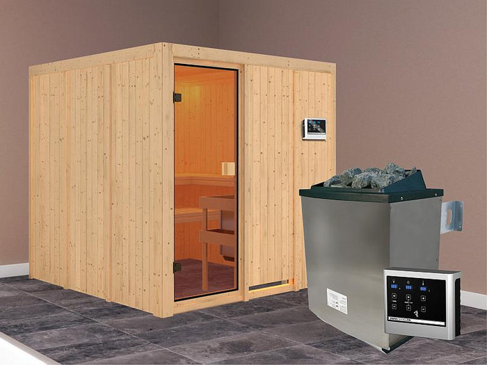 Karibu Sauna Oulu 68 mm inkl. 9 kW Ofen externe Steuerung