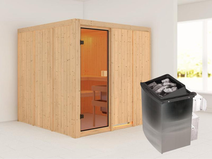 Karibu Sauna Oulu 68 mm inkl. 9 kW Ofen integrierte Steuerung