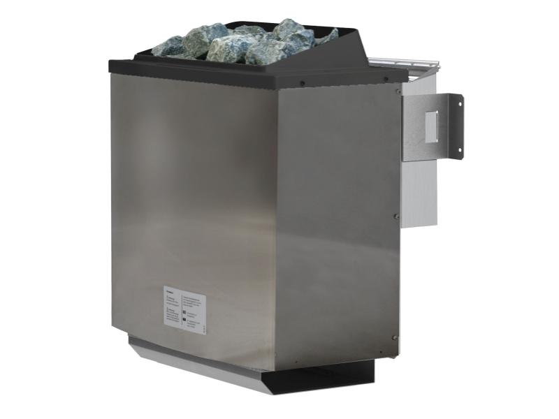 Karibu Sauna Sahib 1 inkl. 9 kW Bioofen mit ext. Steuerung, mit Klarglas-Ganzglastür -mit Dachkranz-