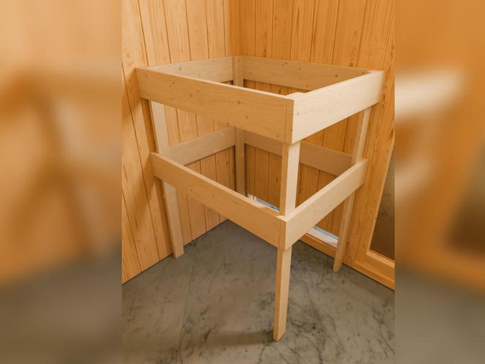 Karibu Sauna Sandra inkl. 9 kW Ofen ext. Steuerung, mit klassicher Tür -ohne Dachkranz-