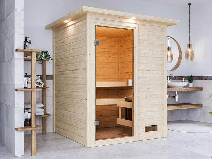 Karibu Sauna Sandra mit Dachkranz 38 mm