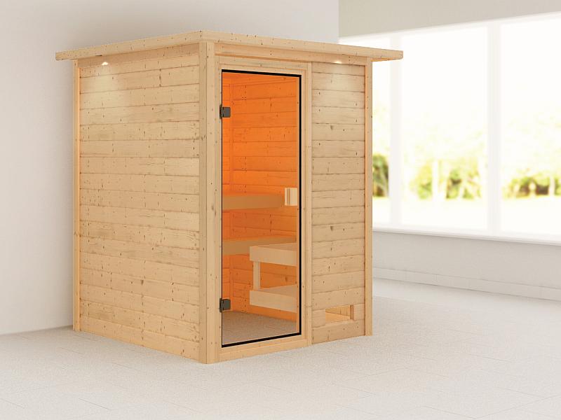 Karibu Sauna Sandra mit Dachkranz 38 mm