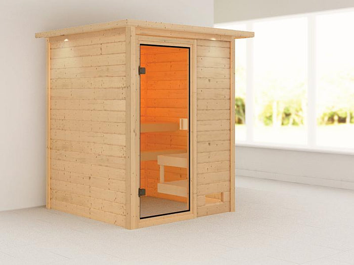 Karibu Sauna Sandra mit Dachkranz 38 mm