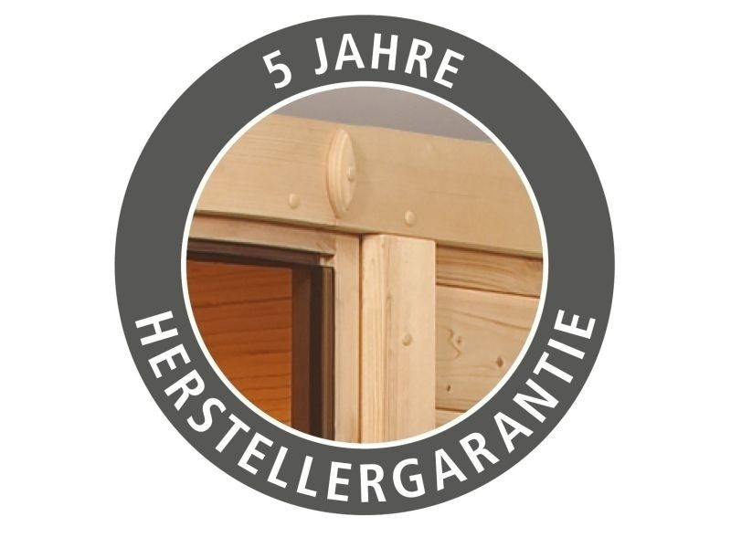 Karibu Sauna Siirin inkl. 9 kW Ofen mit externer Steuerung mit moderner Saunatür -ohne Dachkranz-