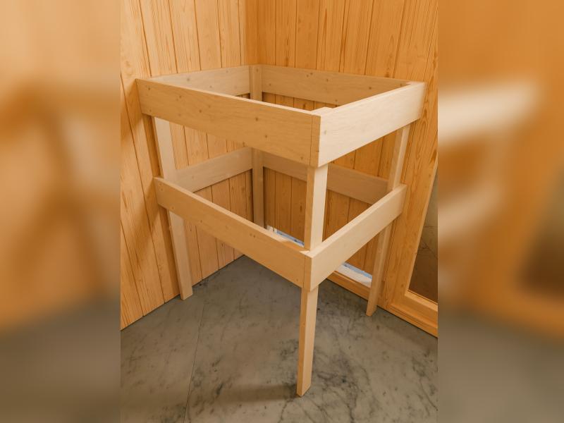 Karibu Sauna Taurin inkl 9 kW Ofen integr. Steuerung, mit klarglas Ganzglastür -mit Dachkranz-