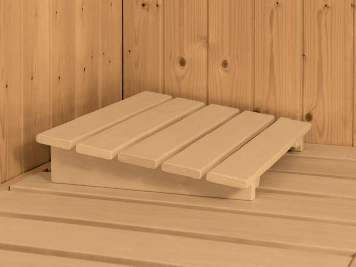 Karibu Sauna Taurin inkl. 9 kW Ofen ext. Steuerung, mit klarglas Ganzglastür -mit Dachkranz-