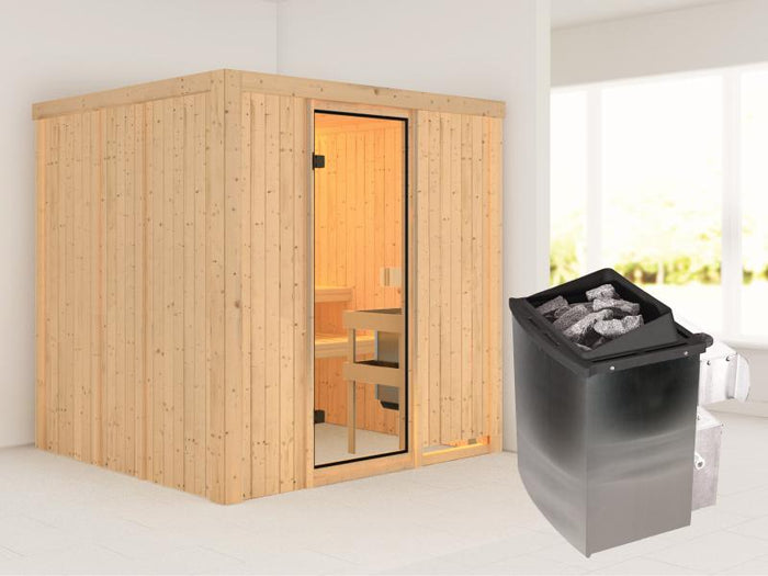 Karibu Sauna Tromsö 68 mm inkl. 9 kW Ofen integr. Steuerung