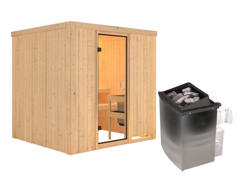 Karibu Sauna Tromsö 68 mm inkl. 9 kW Ofen integr. Steuerung