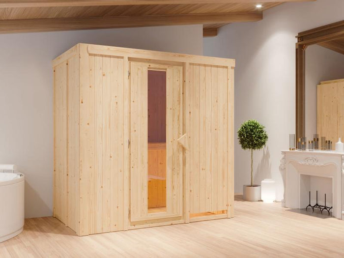 Karibu Sauna Variado inkl. 9 kW Ofen ext. Steuerung, mit Energiespartür -ohne Dachkranz-