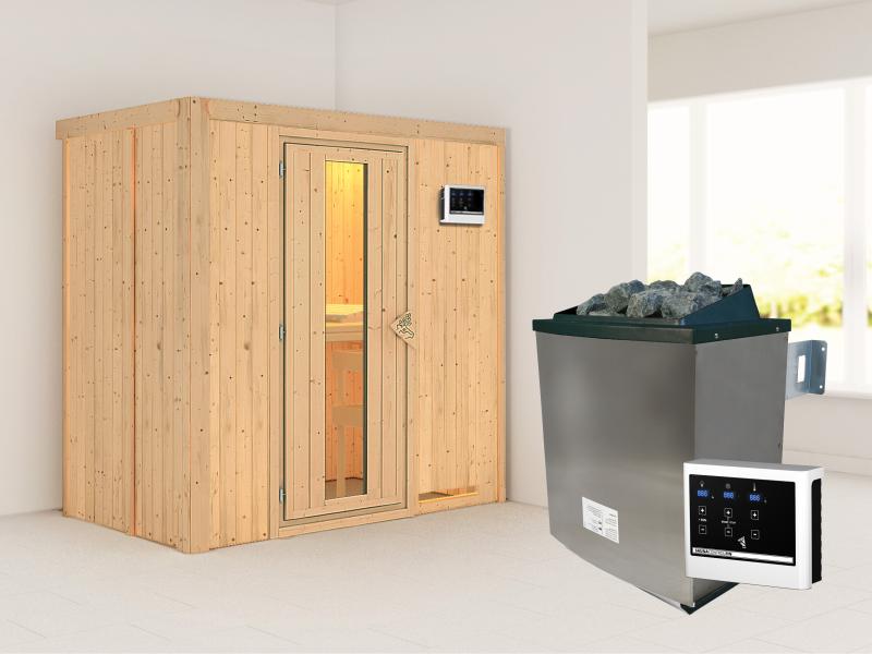 Karibu Sauna Variado inkl. 9 kW Ofen ext. Steuerung, mit Energiespartür -ohne Dachkranz-