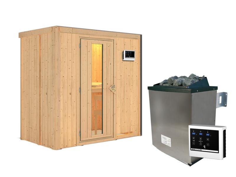Karibu Sauna Variado inkl. 9 kW Ofen ext. Steuerung, mit Energiespartür -ohne Dachkranz-
