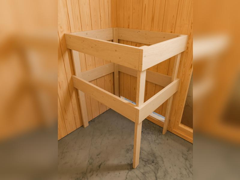 Karibu Sauna Variado inkl. 9 kW Ofen integ. Steuerung, mit klarglas Ganzglastür -mit Dachkranz-